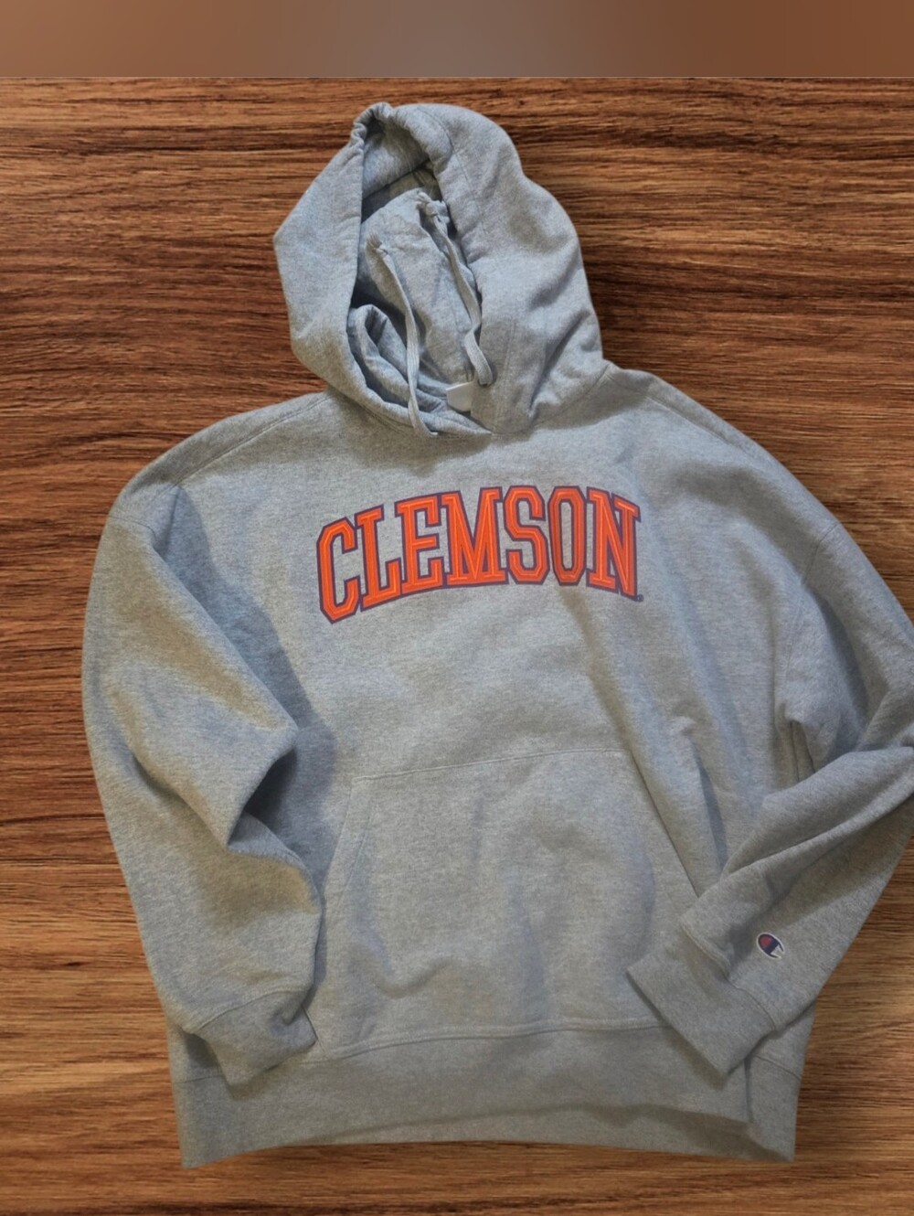 Champion Grey Clemson Hoodie Sweatshirt
